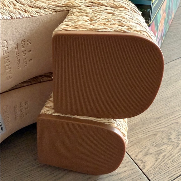 Farm Rio natural braided raffia platform shoes. - Picture 5 of 7